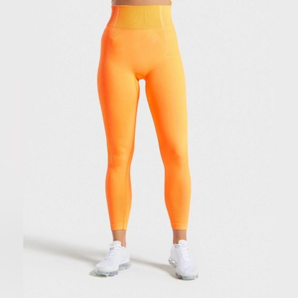 Gymshark Neon Orange Ultra Seamless Active Athleisure Leggings Size Small